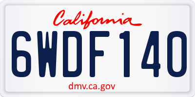 CA license plate 6WDF140
