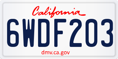 CA license plate 6WDF203