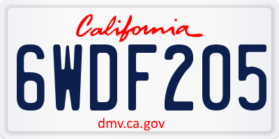 CA license plate 6WDF205