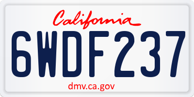 CA license plate 6WDF237