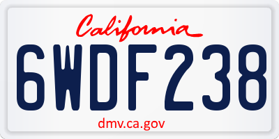 CA license plate 6WDF238