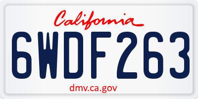 CA license plate 6WDF263