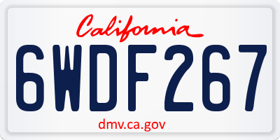 CA license plate 6WDF267