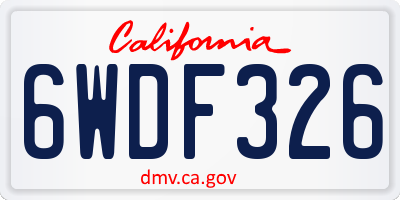 CA license plate 6WDF326