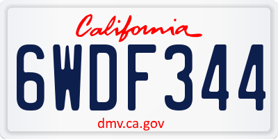 CA license plate 6WDF344