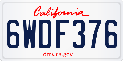 CA license plate 6WDF376