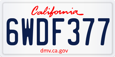 CA license plate 6WDF377