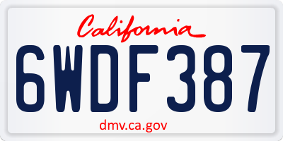 CA license plate 6WDF387