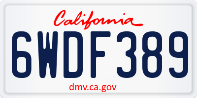 CA license plate 6WDF389
