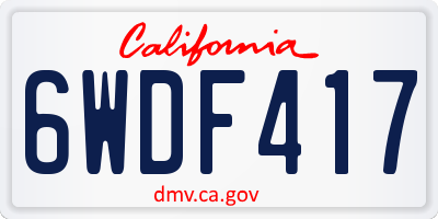CA license plate 6WDF417