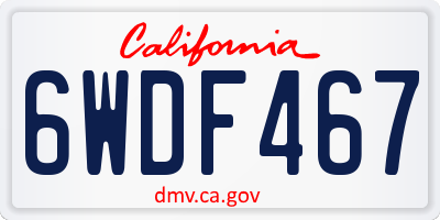 CA license plate 6WDF467