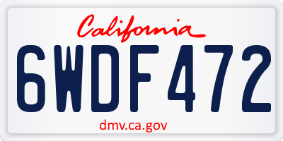 CA license plate 6WDF472