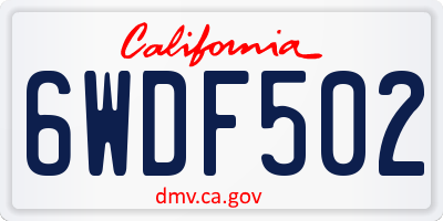 CA license plate 6WDF502