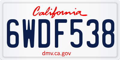 CA license plate 6WDF538