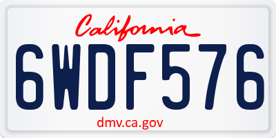 CA license plate 6WDF576