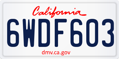 CA license plate 6WDF603