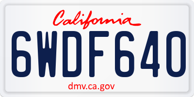 CA license plate 6WDF640