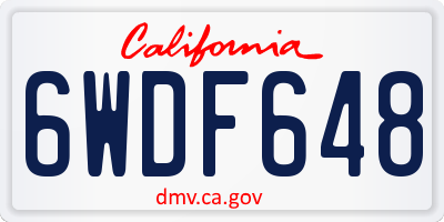 CA license plate 6WDF648