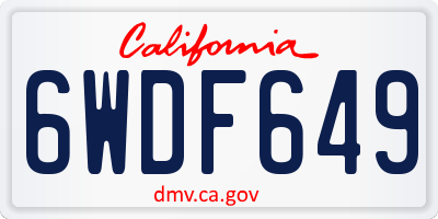 CA license plate 6WDF649