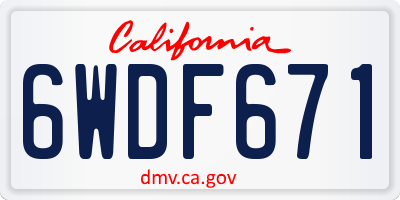 CA license plate 6WDF671