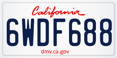 CA license plate 6WDF688