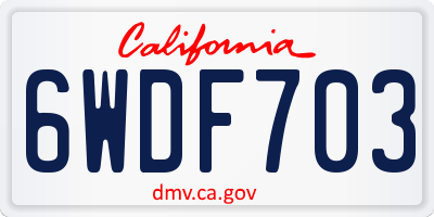 CA license plate 6WDF703