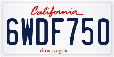 CA license plate 6WDF750