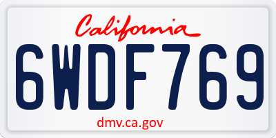 CA license plate 6WDF769