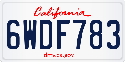 CA license plate 6WDF783