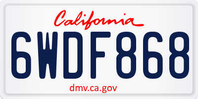 CA license plate 6WDF868