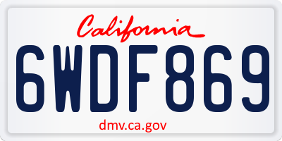 CA license plate 6WDF869