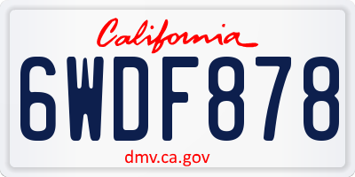 CA license plate 6WDF878