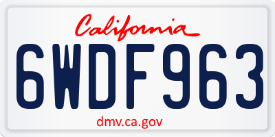 CA license plate 6WDF963