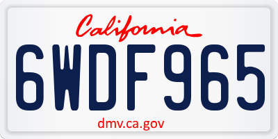 CA license plate 6WDF965