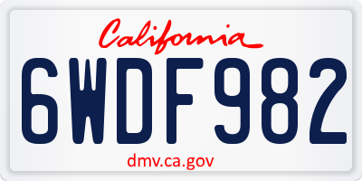 CA license plate 6WDF982