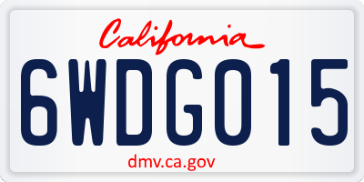 CA license plate 6WDG015