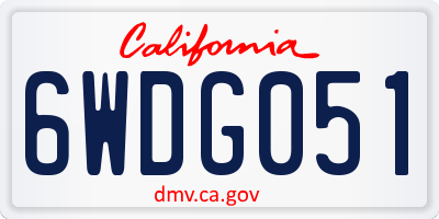 CA license plate 6WDG051