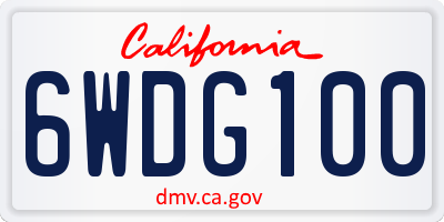 CA license plate 6WDG100