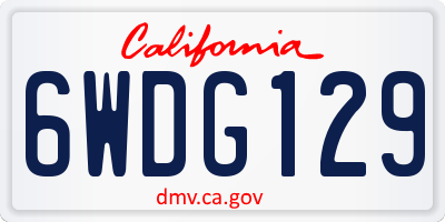 CA license plate 6WDG129