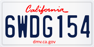 CA license plate 6WDG154