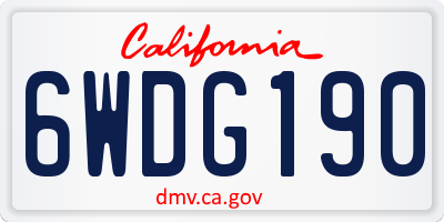 CA license plate 6WDG190