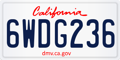 CA license plate 6WDG236