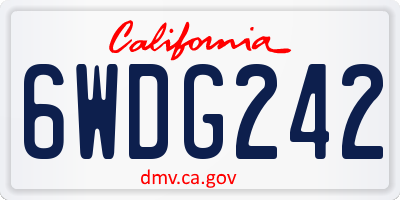 CA license plate 6WDG242