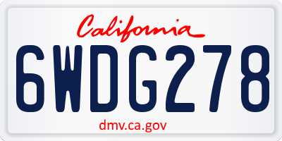 CA license plate 6WDG278