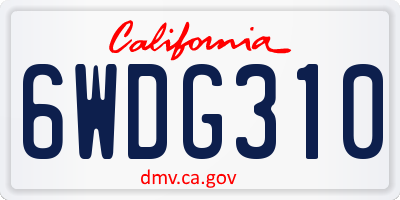 CA license plate 6WDG310