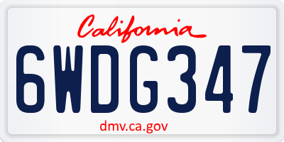 CA license plate 6WDG347