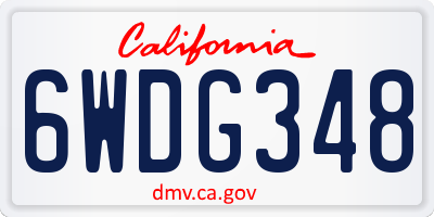 CA license plate 6WDG348