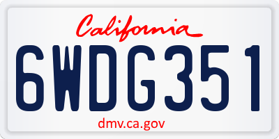 CA license plate 6WDG351