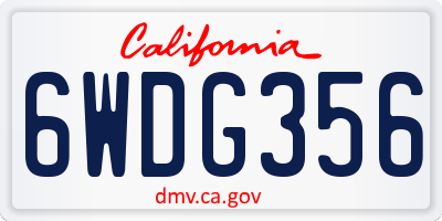CA license plate 6WDG356