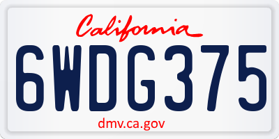CA license plate 6WDG375